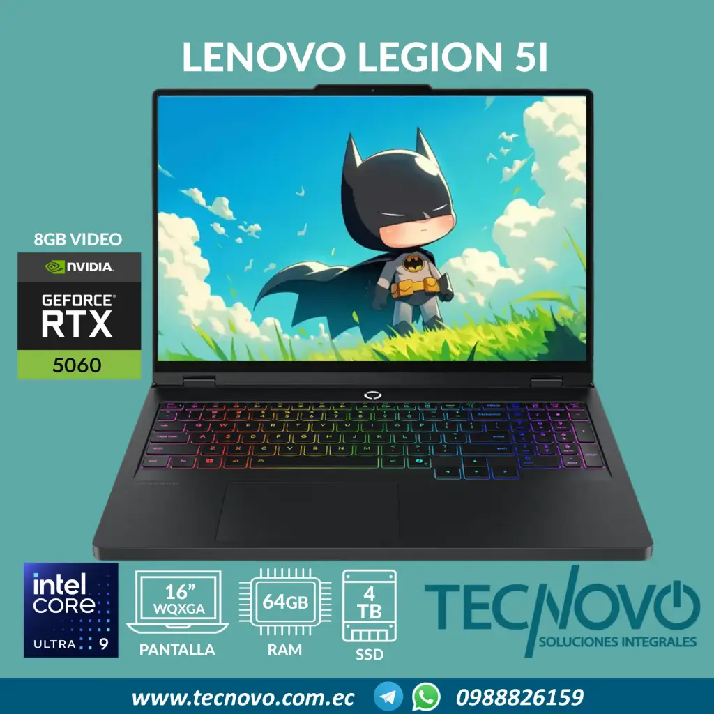 Lenovo Legion 5I Intel Core Ultra 9 275HX 64GB DDR5 4TB-SSD VID-8GB RTX 5060 16" WQXGA
