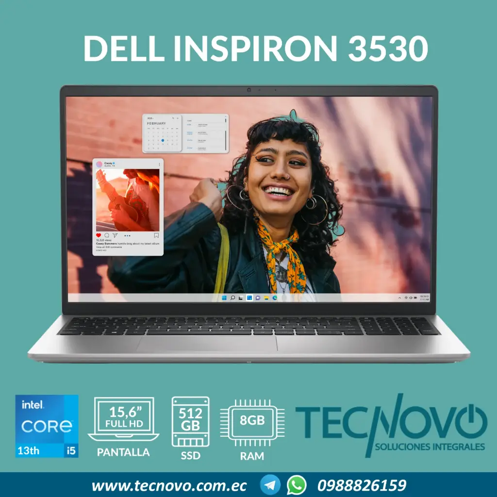 Laptop DELL Inspiron 3530 Intel Core I5-1334U 8GB 512GB SSD 15.6" FHD