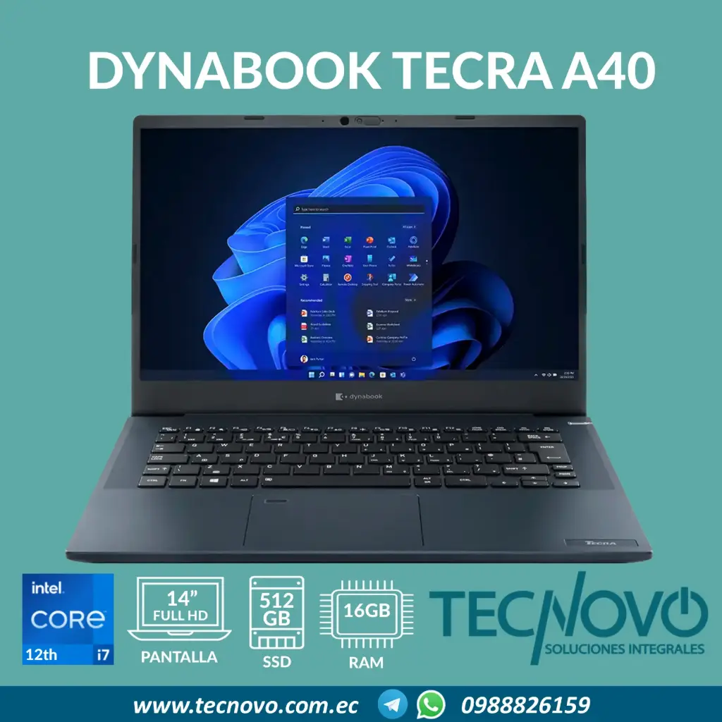 Laptop Toshiba Dynabook Tecra A40-K I7-1255U 16GB 512GB SSD 14" FHD