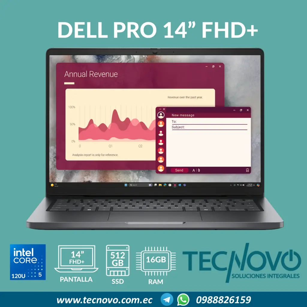 Laptop DELL Pro Intel Core 5 120U 16GB 512GB SSD 14" FHD+