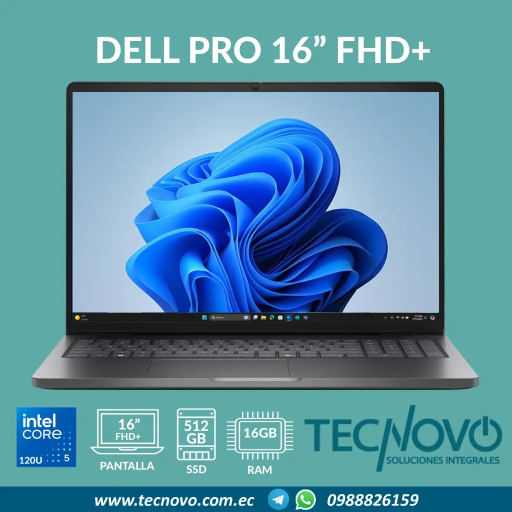 Laptop DELL Pro Intel Core 5-120U 16GB 512GB SSD 16" FHD+