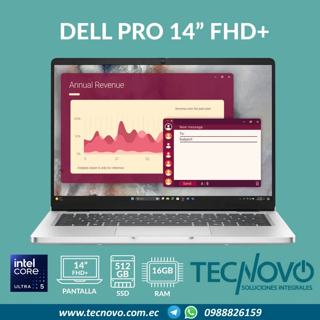 Laptop DELL Pro Intel Core Ultra 5 235U 16GB 512GB-SSD 14" FHD