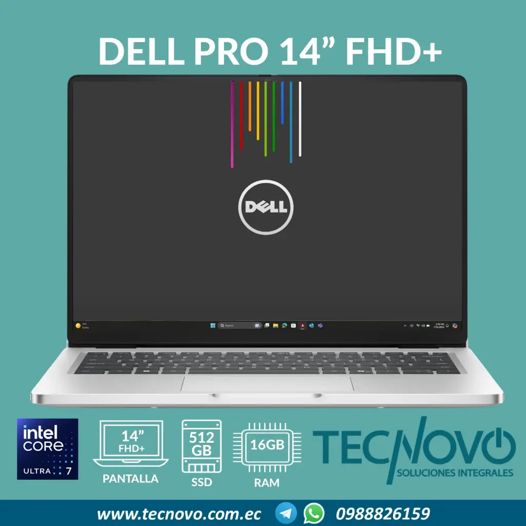Laptop DELL Pro Intel Core Ultra 7-255U 16GB 512GB SSD 14" FHD+