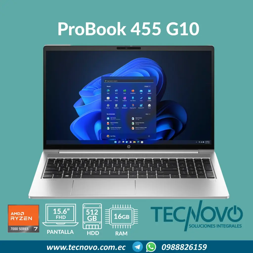 Laptop HP ProBook 455 G10 AMD Ryzen 7-7730U 16GB 512GB-SSD 15.6" FHD