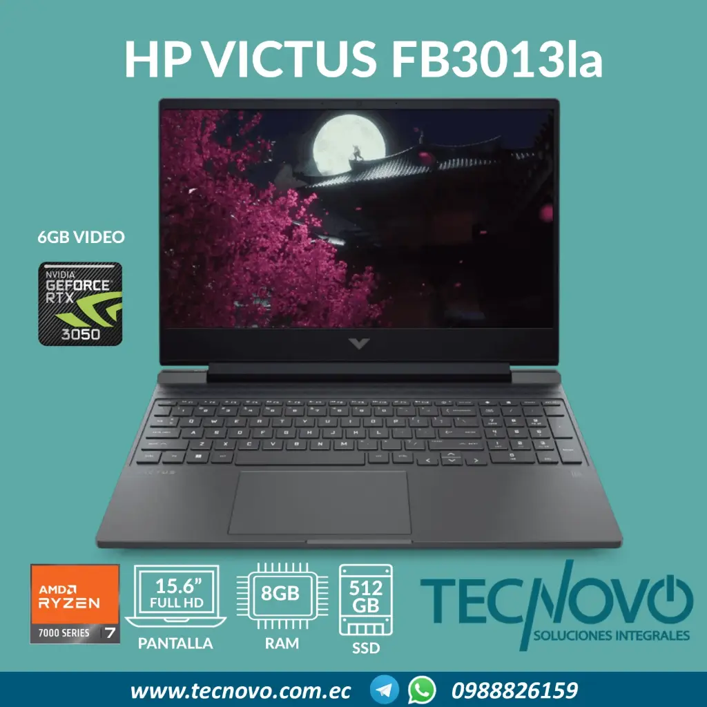 Laptop HP 15-fb3019la AMD Ryzen 7-7445H 8GB 512GB SSD RTX 3050-6GB 15.6" FHD