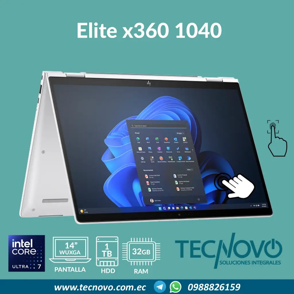 Laptop HP Elite x360 1040 G11 2 en 1 Intel Core Ultra 7-155H 32GB 1TB SSD 14" FHD TACTIL