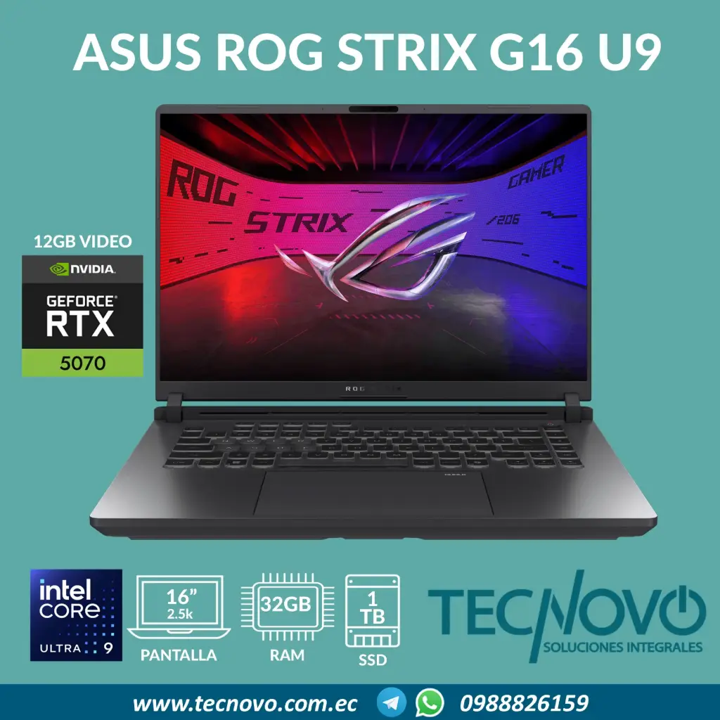 Laptop ASUS ROG Strix G16 Intel Core Ultra 9 275HX 32GB 2TB RTX-5070 12GB 16" W11