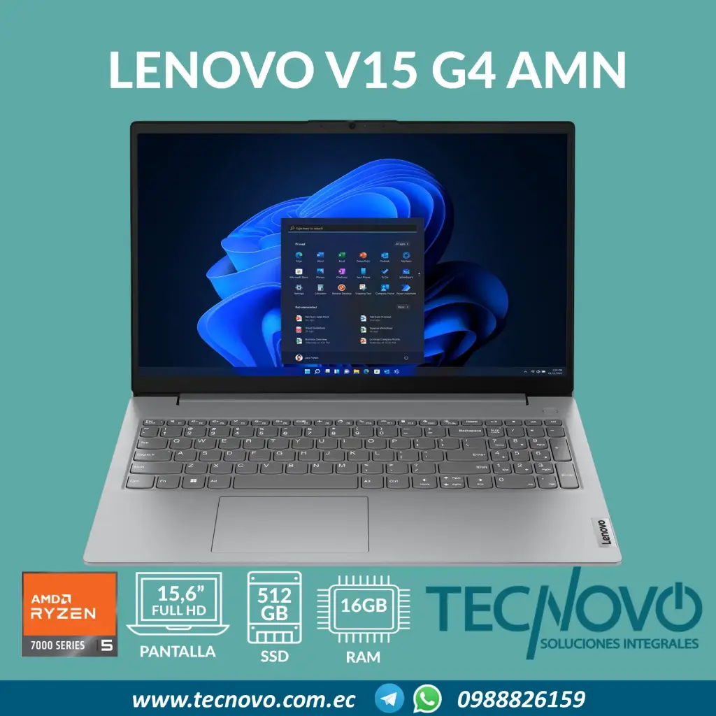 Laptop LENOVO V15 G4 AMN Ryzen 5-7520U 16GB 512GB SSD 15.6" FHD