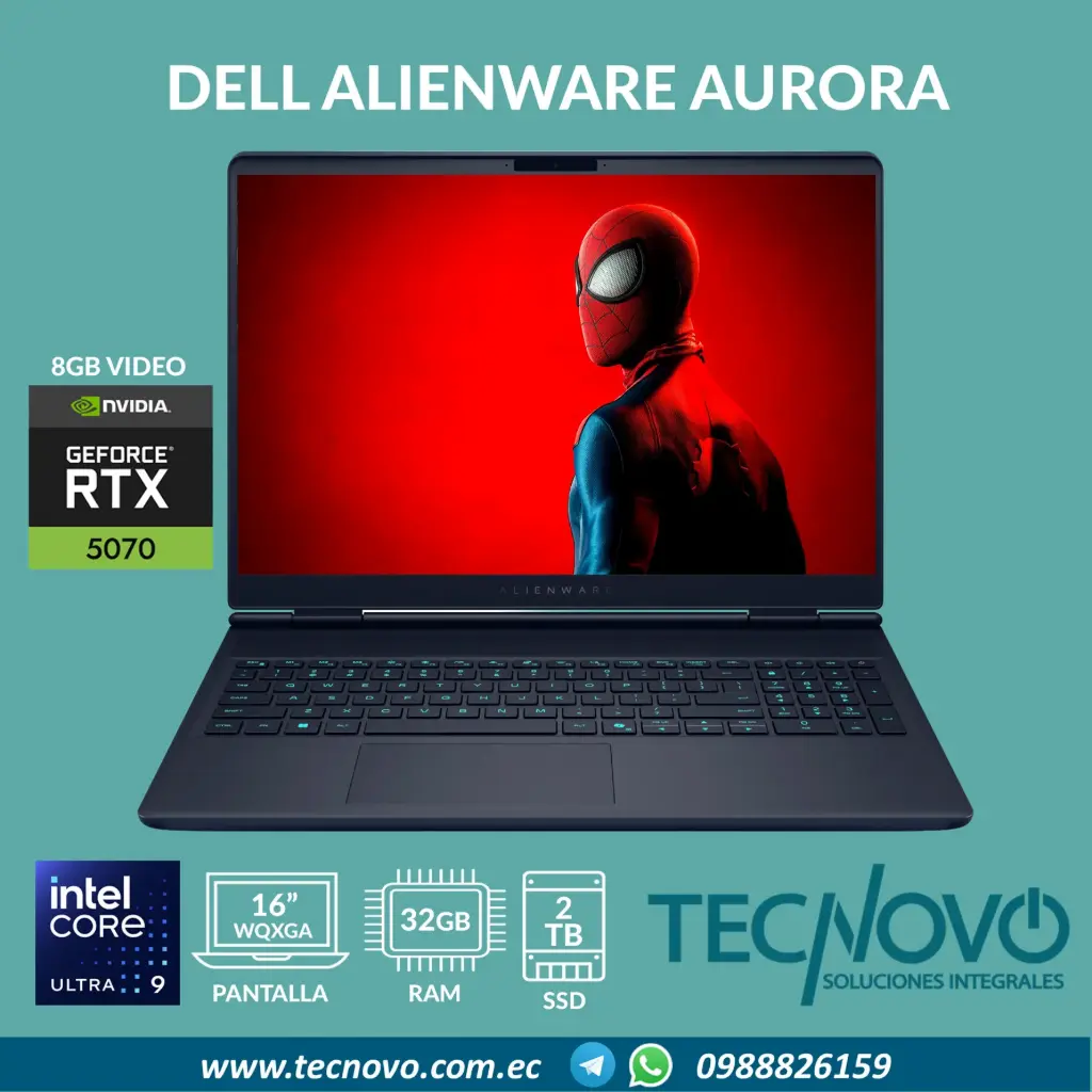 Laptop DELL Alienware Aurora 16X AC16251 Intel Core Ultra 9-275HX 32GB 2TB SSD RTX-5070 8GB 16" 240Hz