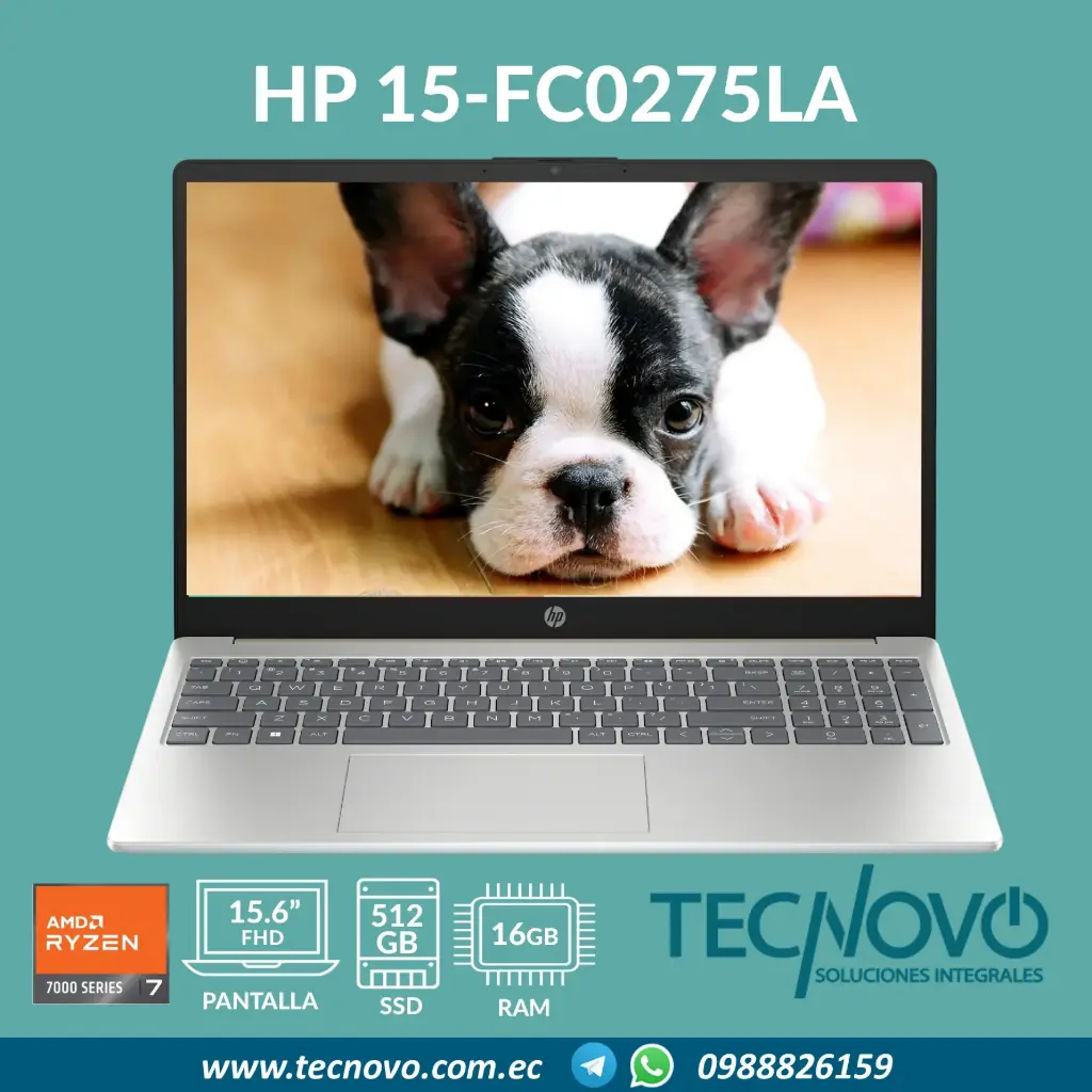 Laptop HP 15-FC0275LA AMD Ryzen 7-7730U 16GB 512GB SSD 15.6" FHD