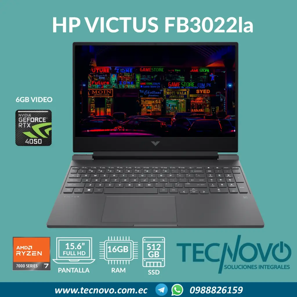 Laptop HP 15-fb3022la AMD Ryzen 7-7445H 16GB 512GB SSD RTX 4050-6GB 15.6" FHD