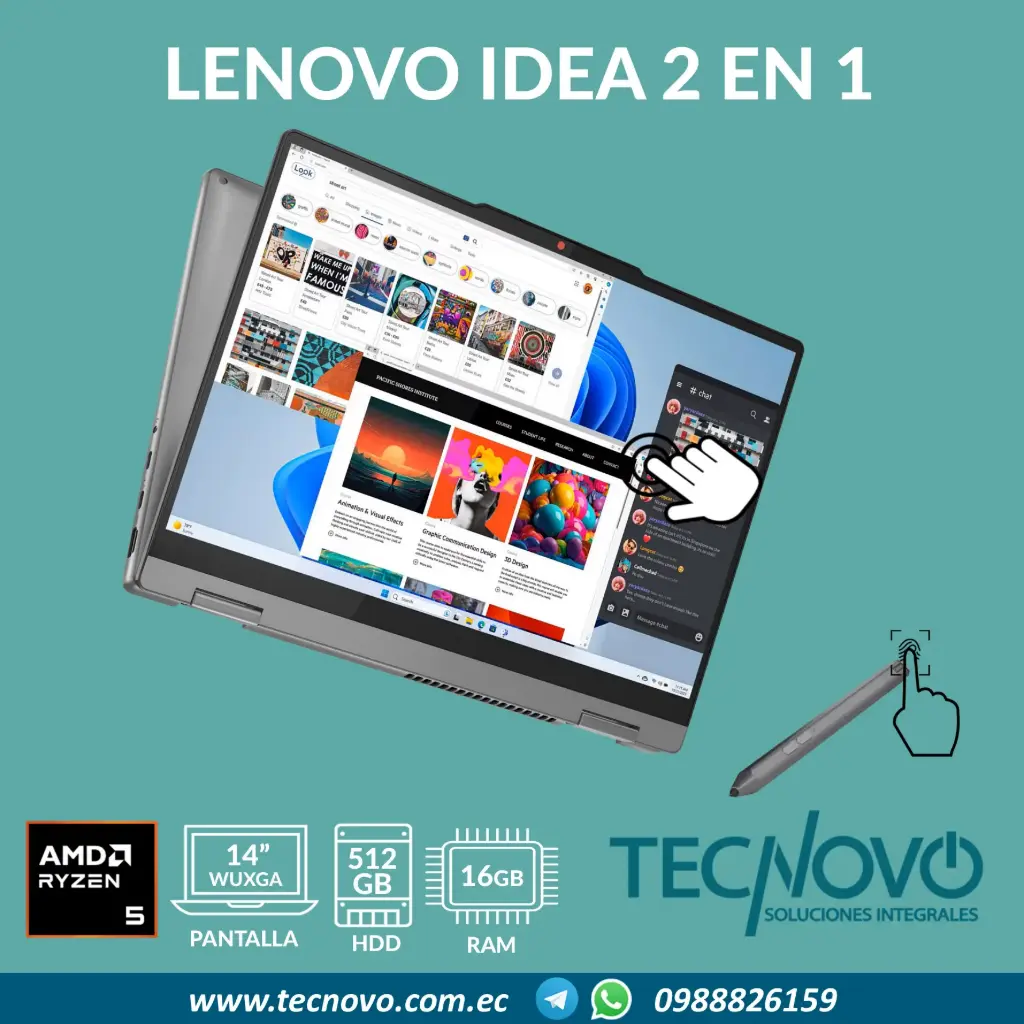Laptop LENOVO Ideapad 5 14AHP9 2 EN 1 AMD Ryzen 7-8845HS 16GB 512GB SSD 14" WUXGA TACTIL + LAPIZ