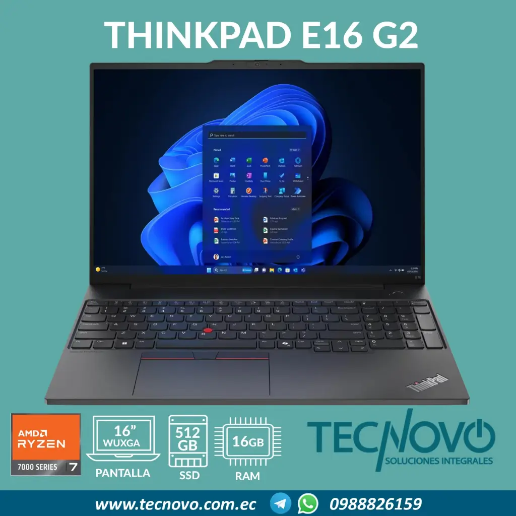 Laptop LENOVO ThinkPad E16 G2 AMD Ryzen 7-7735U 16GB 512GB-SSD 16" FHD