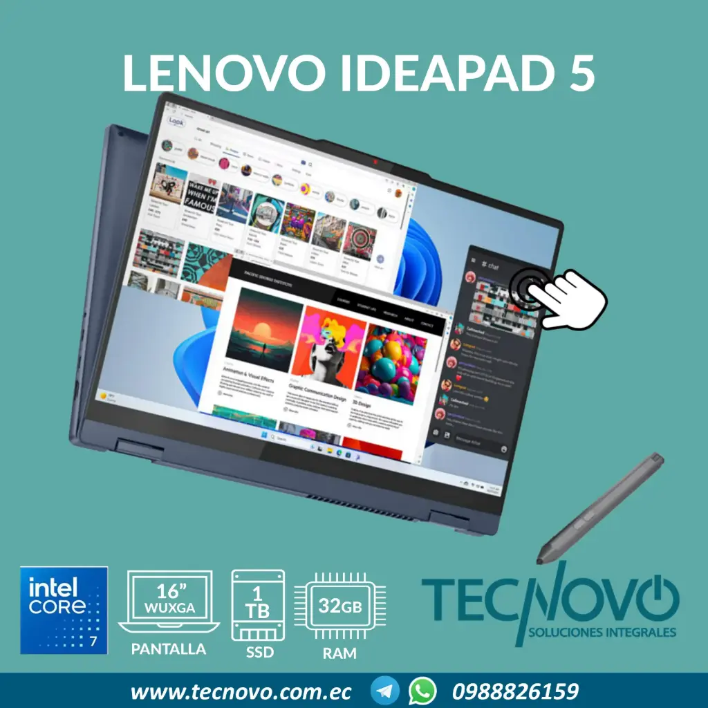 Laptop LENOVO Ideapad 5 16IRU9 2 en 1 Intel Core 7-255U 32GB 1TB SSD 16" WUXGA Táctil + Lápiz 