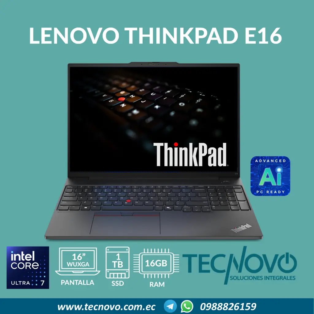 Laptop LENOVO ThinkPad E16 G2 Intel Core Ultra 7-155H 16GB 1TB-SSD 16" WUXGA