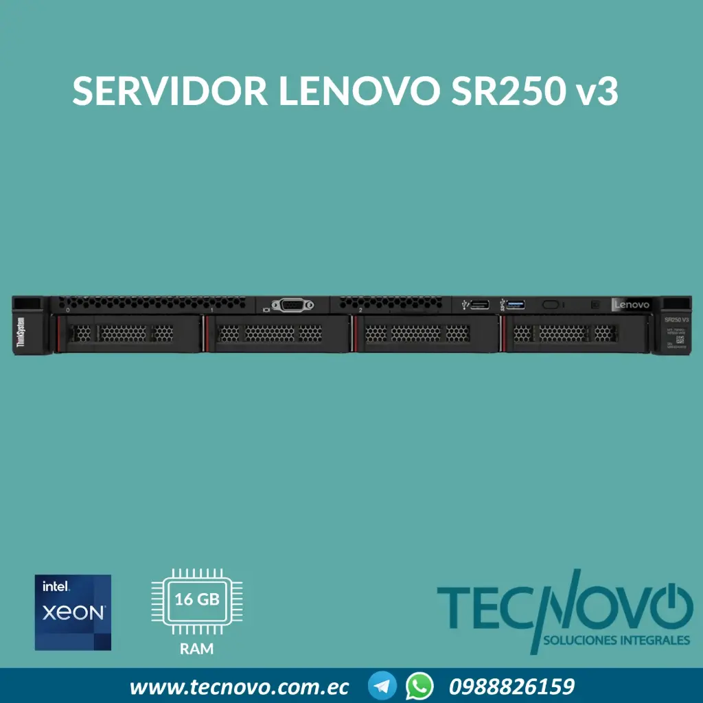 Servidor Lenovo ThinkSystem SR250 V3 Intel Xeon E-2468 16GB DDR5 (Controladora) 