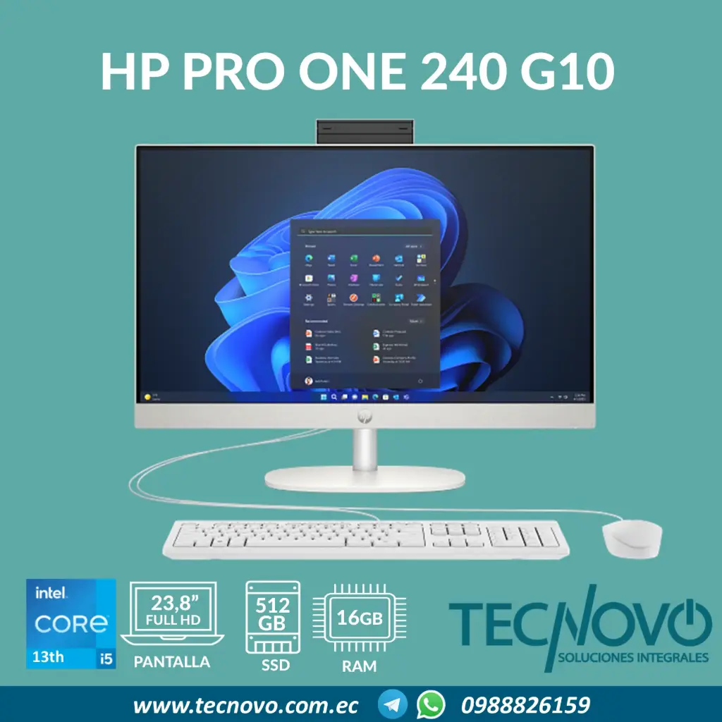 Computador AIO HP ProOne 240 G10 I5-1334U 16GB 512GB SSD 23.8" FHD