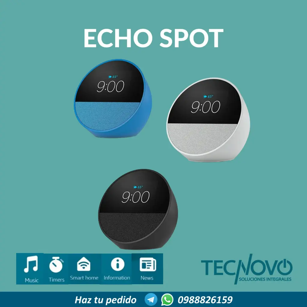 Altavoz AMAZON ALEXA Echo SPOT Reloj Pantalla 2.8"