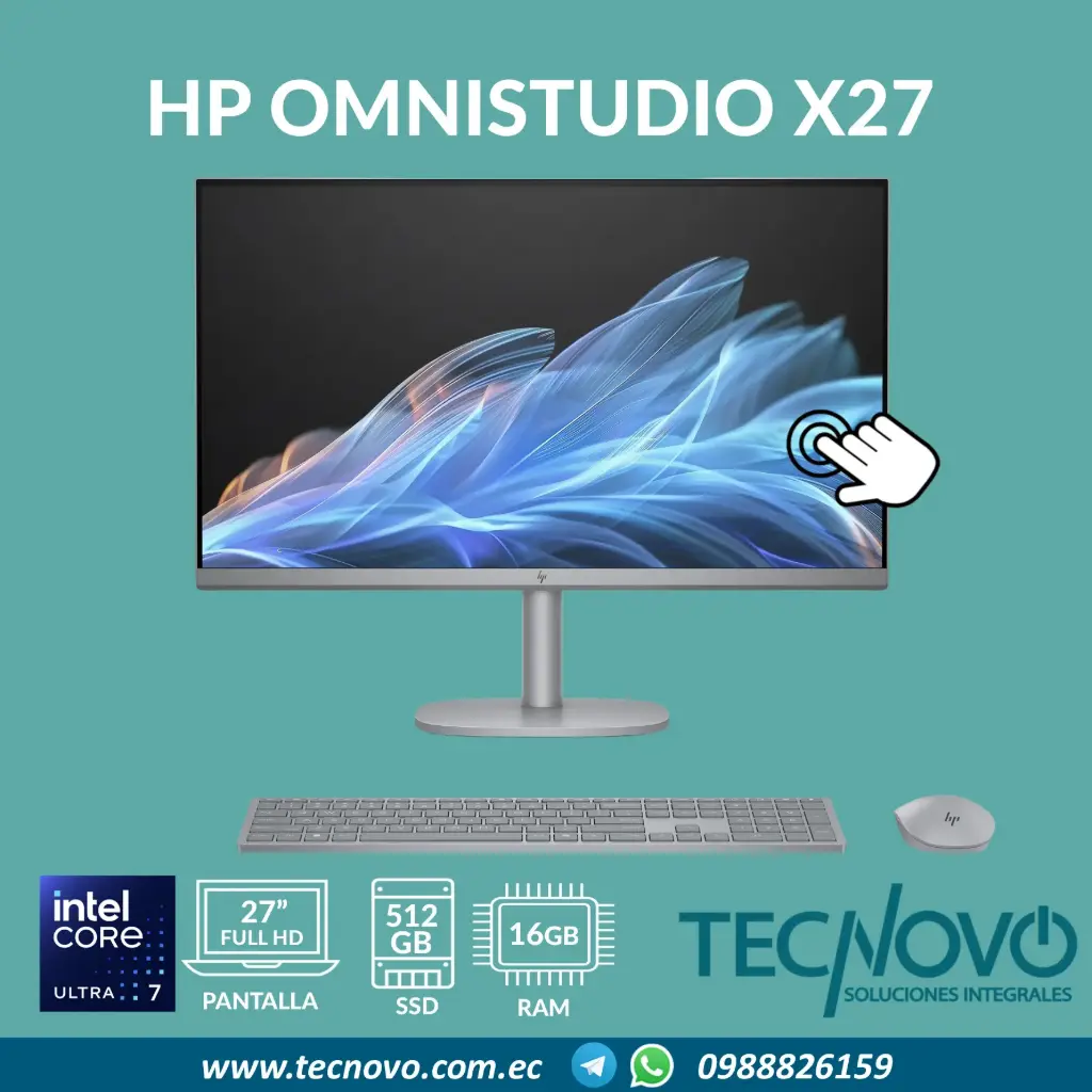 Computador AIO HP OmniStudio X 27-cs0272la Intel Core Ultra 7-155H 16GB 512GB SSD 27" FHD TACTIL