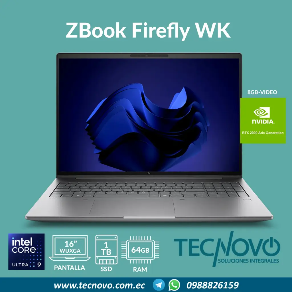 Laptop HP ZBook Firefly Workstation Intel Core Ultra 9-185H 64GB 1TB SSD RTX-2000 Ada 8GB 16" FHD