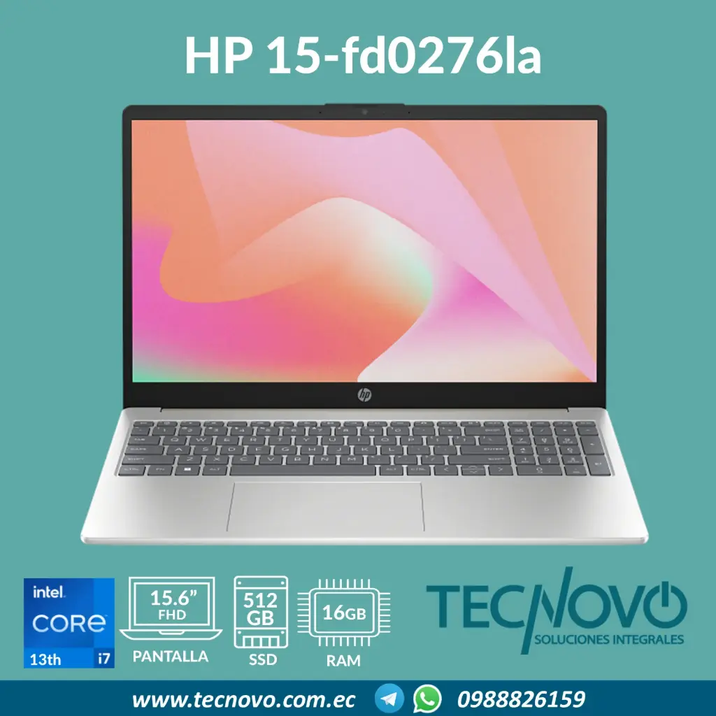 Laptop HP 15-fd0276la Intel Core I7-1355U 16GB 512GB SSD 15.6" FHD