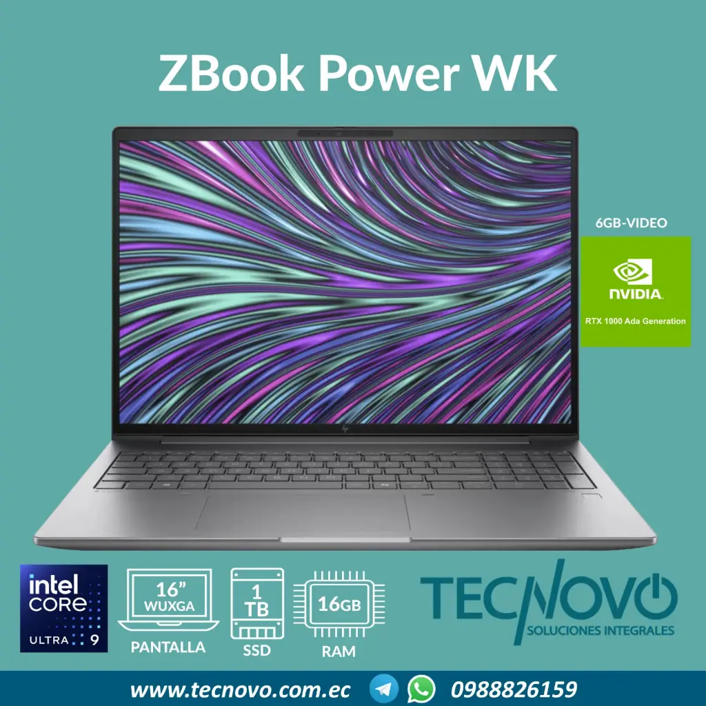 Laptop HP ZBook Power G11 AMD Ryzen 9-8945HS 32GB 1TB SSD RTX-1000 Ada 6GB 16" FHD