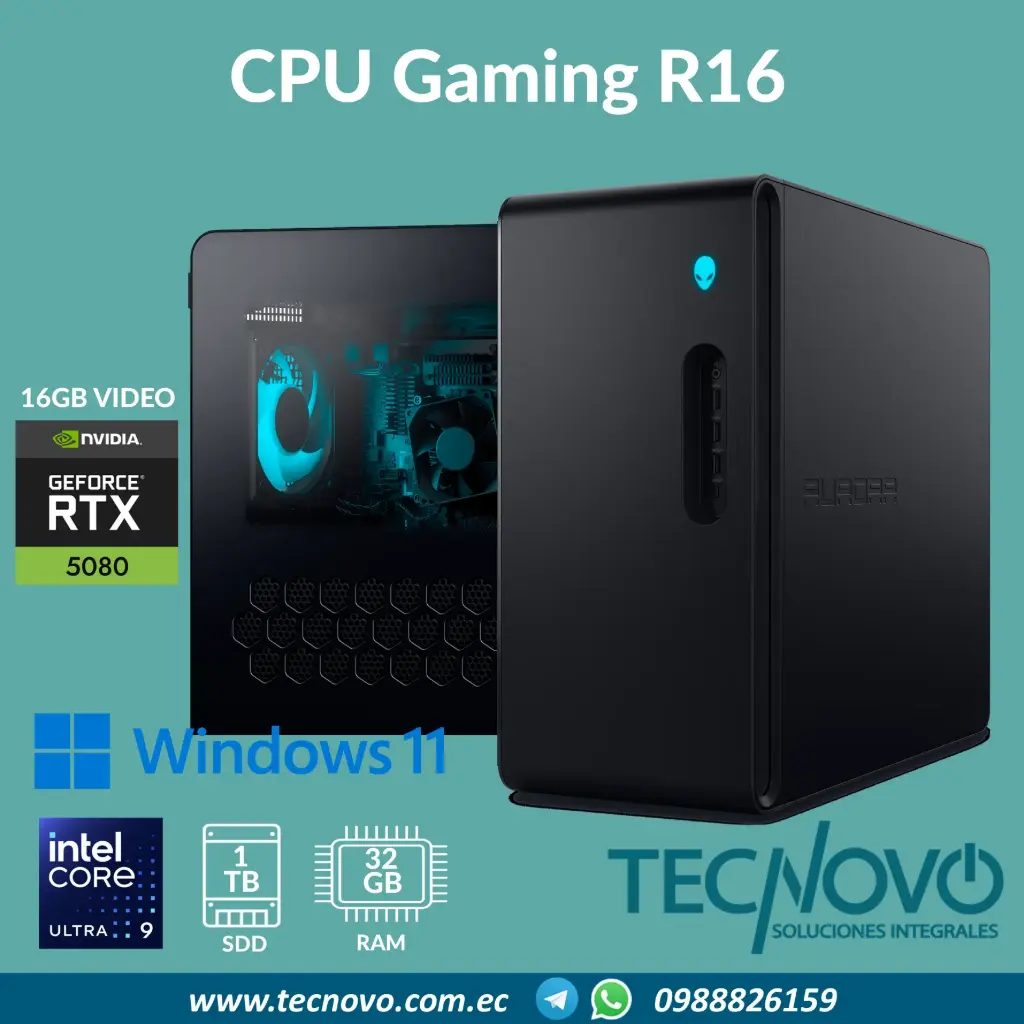 Computador DELL Alienware Aurora Gaming R16 Intel Core Ultra 9-285K 32GB DDR5 1TB SSD RTX-5080 16GB