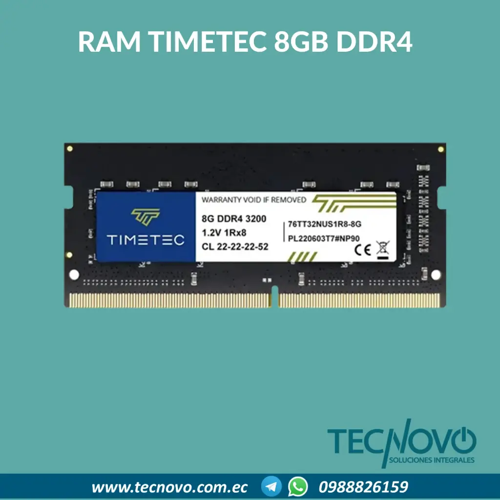 Memoria RAM TIMETEC DDR4 8GB 3200MHZ SODIMM LAPTOP