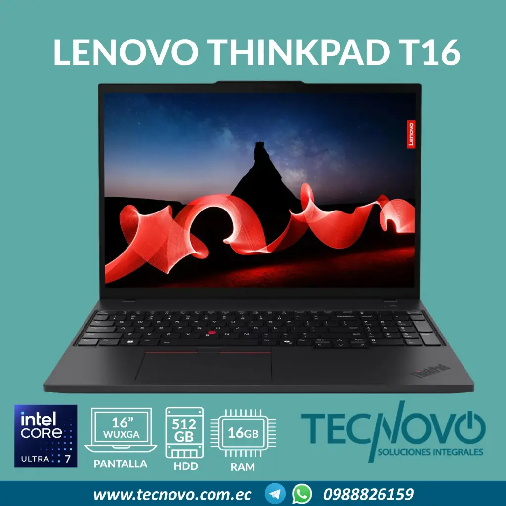 Laptop LENOVO ThinkPad T16 G3 Intel Core Ultra 7-155U 16GB 512GB-SSD 16" WUXGA IPS