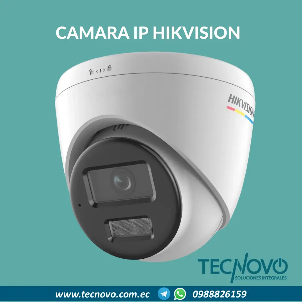 Cámara HIKVISION IP tipo domo con luz Hibrida ColorVu 4MP  Micrófono
