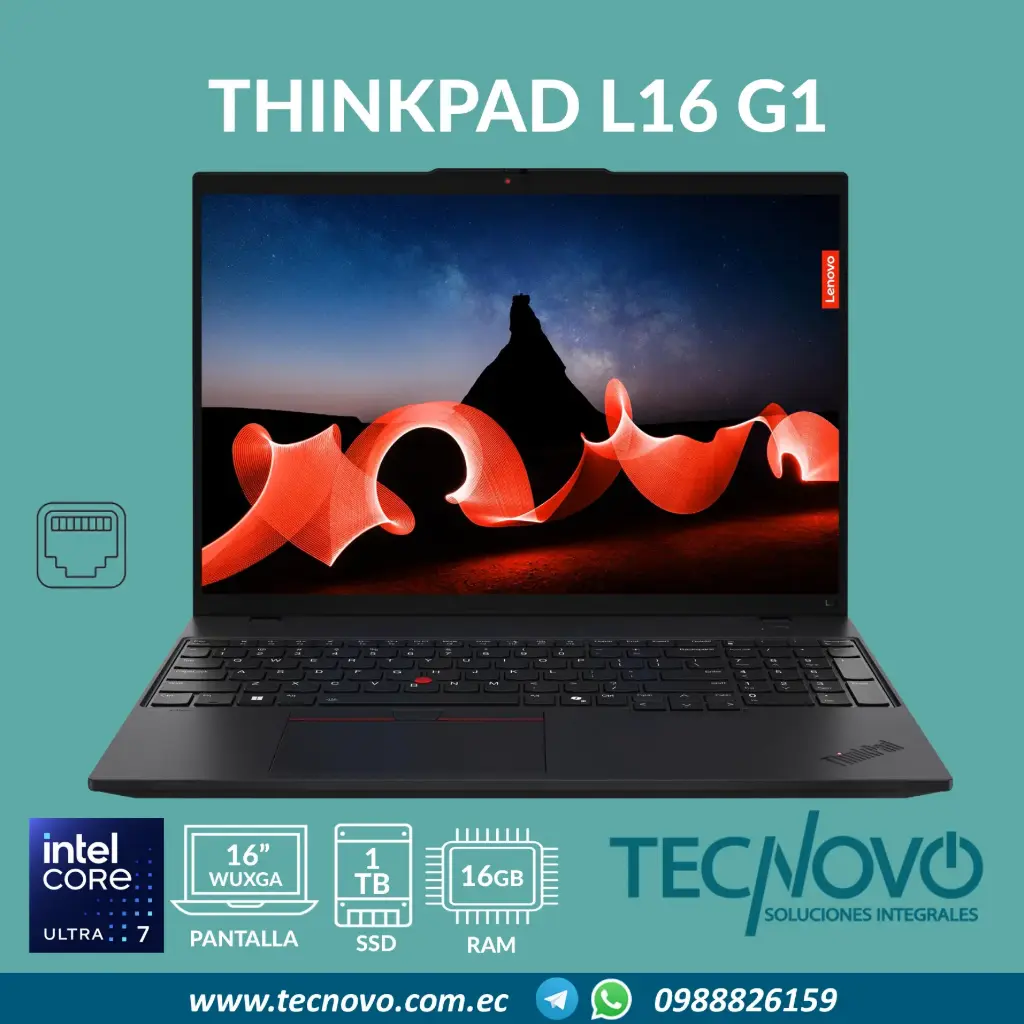Laptop LENOVO ThinkPad L16 G1 Intel Core Ultra 7-155U 16GB 1TB-SSD 16" WUXGA