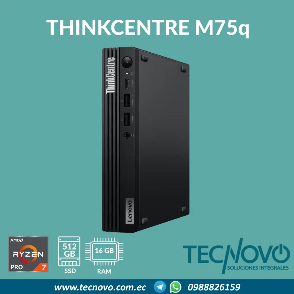 Computador LENOVO ThinkCentre M75q Gen5 AMD Ryzen 7 Pro 8700GE 16GB 512GB SSD