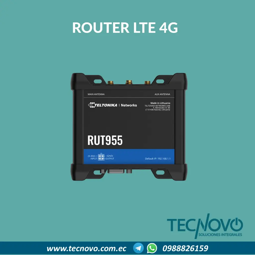 Router LTE RUT955 CONECTIVIDAD 4G LTE (Cat 4), 3G, 2G 