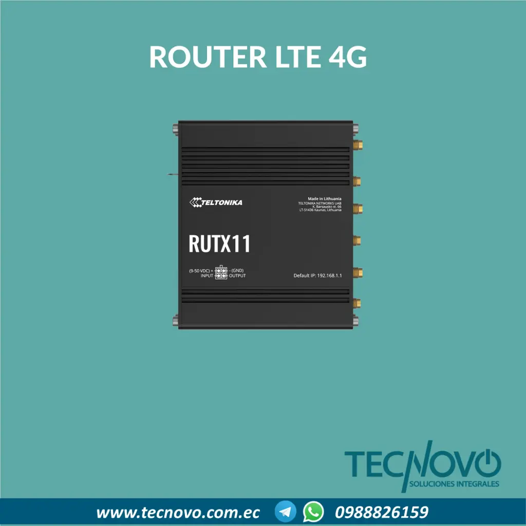 Router LTE RUTX11 CONECTIVIDAD 4G LTE (Cat 6), 3G, 2G  