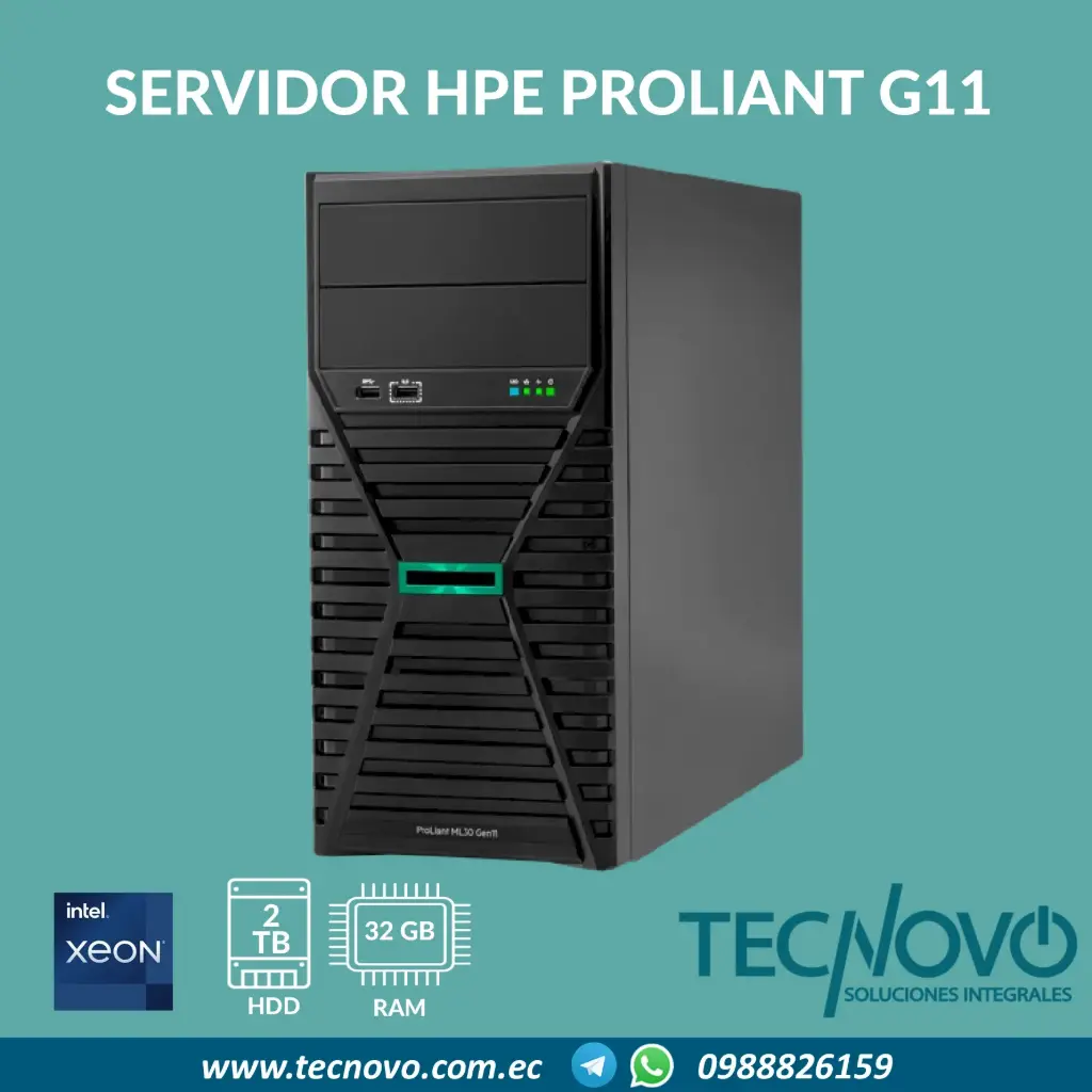 Servidor HPE Proliant ML30 Gen11 E-2434 32GB 2TB-HDD 350W
