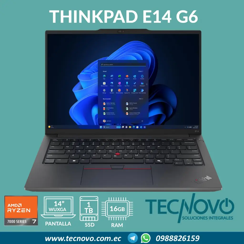 Laptop LENOVO ThinkPad E14 G6 AMD Ryzen 7-7735U 16GB 1TB-SSD 14" WUXGA