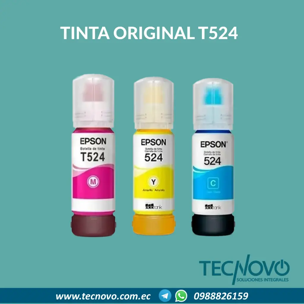 Tinta EPSON Original T524 Color para modelos EcoTank L15150, L15160, L6490 y L6580