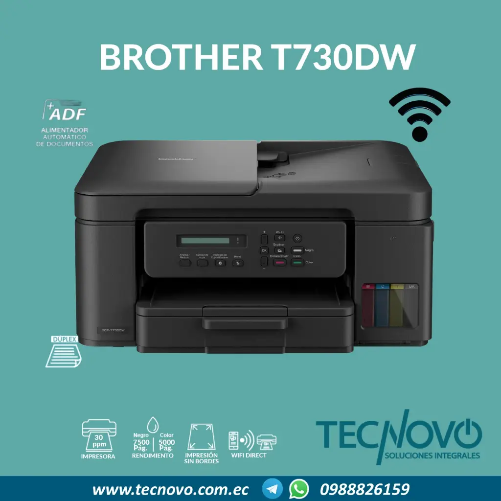 Impresora BROTHER T730DW Multifunción Color WIFI ADF DUPLEX A4