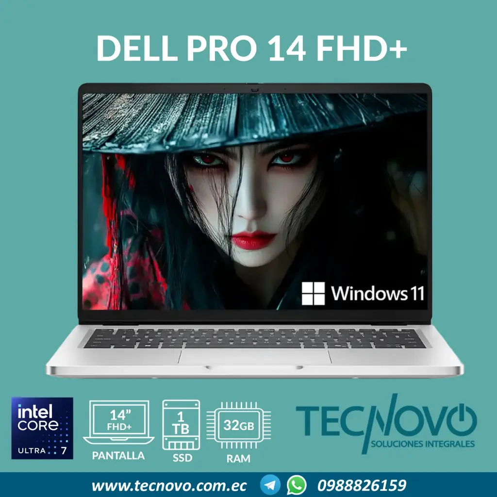 Laptop DELL Pro Intel Core Ultra 7-255U 32GB 1TB SSD 14" FHD+