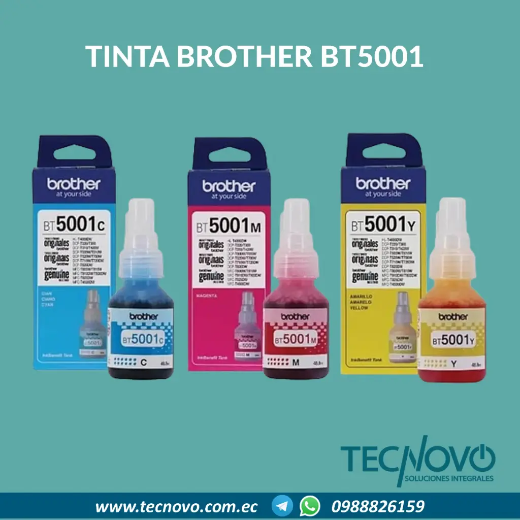 Tinta BROTHER Original BT5001 Color 41.8 ml para modelos Brother T420, T520, T720, T920