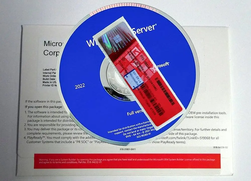 WINDOWS SVR STD 2022 OEM 16 CORE DVD 64 BITS INGLES