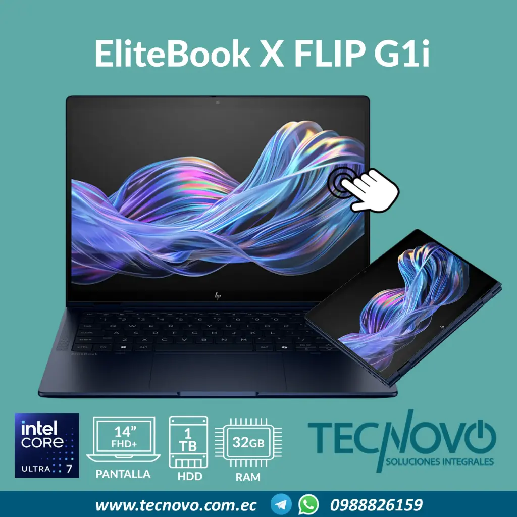 Laptop HP EliteBook X Flip G1i 2 en 1 Intel Core Ultra 7-258V 32GB 1TB-SSD 14" FHD+ TACTIL