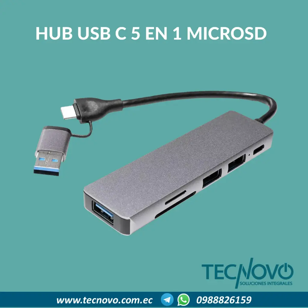 Hub USB-C/USB 5 en 1 microSD / SD / USB-A (3) / USB-C