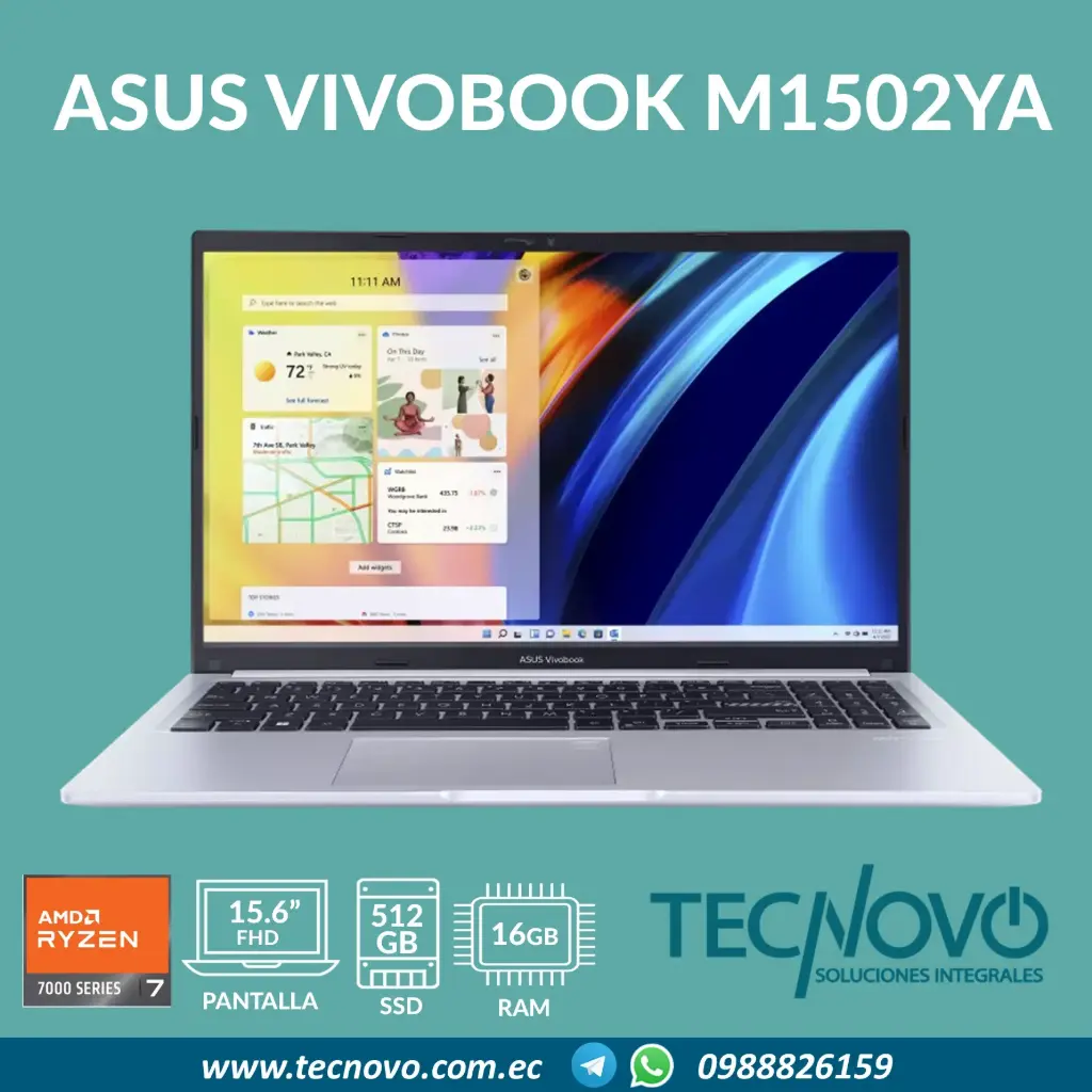 Laptop ASUS VivoBook M1502YA AMD Ryzen 7-7730U 16GB 512GB SSD 15.6" FHD + MOCHILA