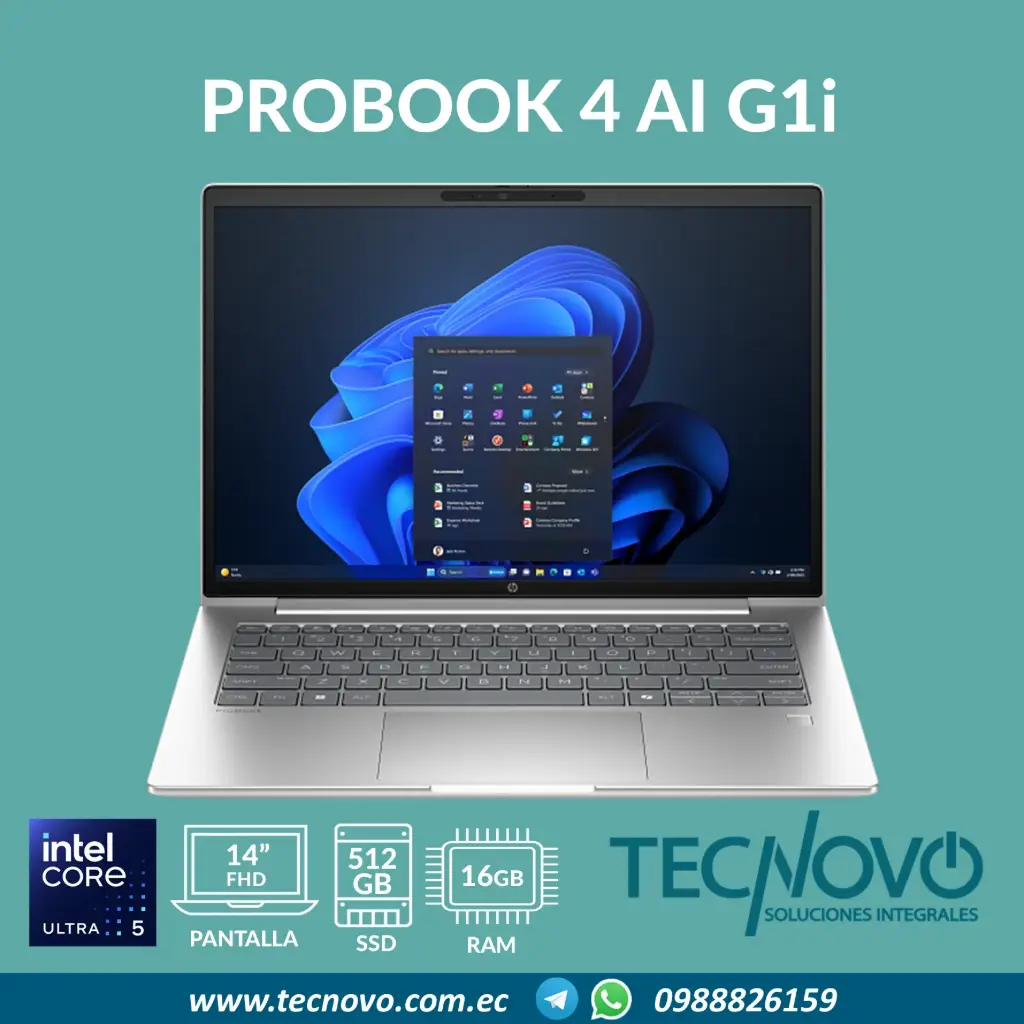 Laptop HP ProBook 4 AI G1i Intel Core Ultra 5-225U 16GB 512GB SSD 14" FHD