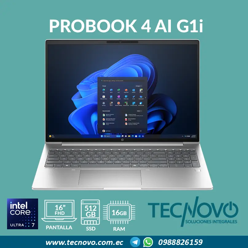 Laptop HP ProBook 4 AI G1i Intel Core Ultra 7-255U 16GB 512GB SSD 16" FHD