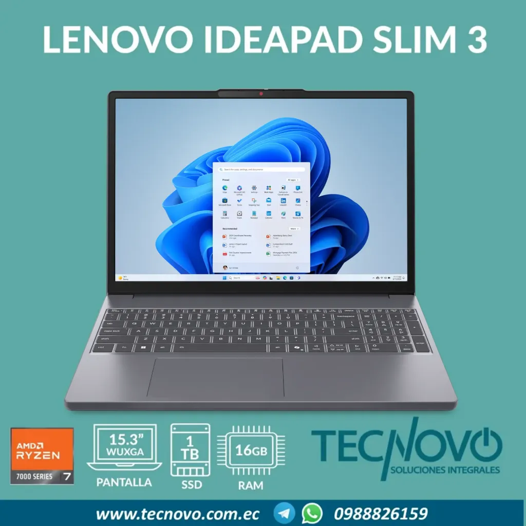 Laptop Lenovo Ideapad Slim 3 15ARP10 AMD Ryzen 7 7735HS 16GB 1TB-SSD 15.6 FHD