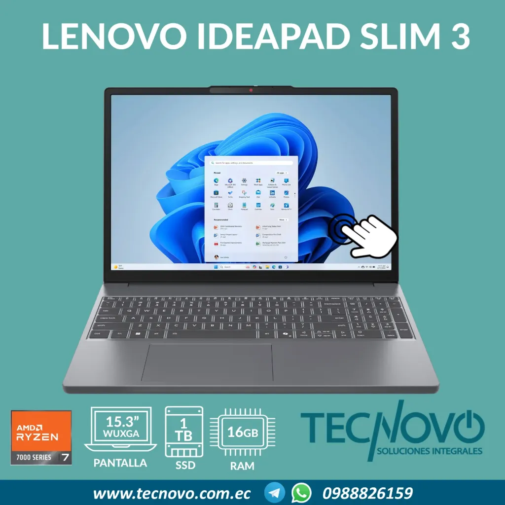 Laptop Lenovo Ideapad Slim 3 15ARP10 AMD Ryzen 7 7735HS 16GB 1TB-SSD 15.6 FHD
