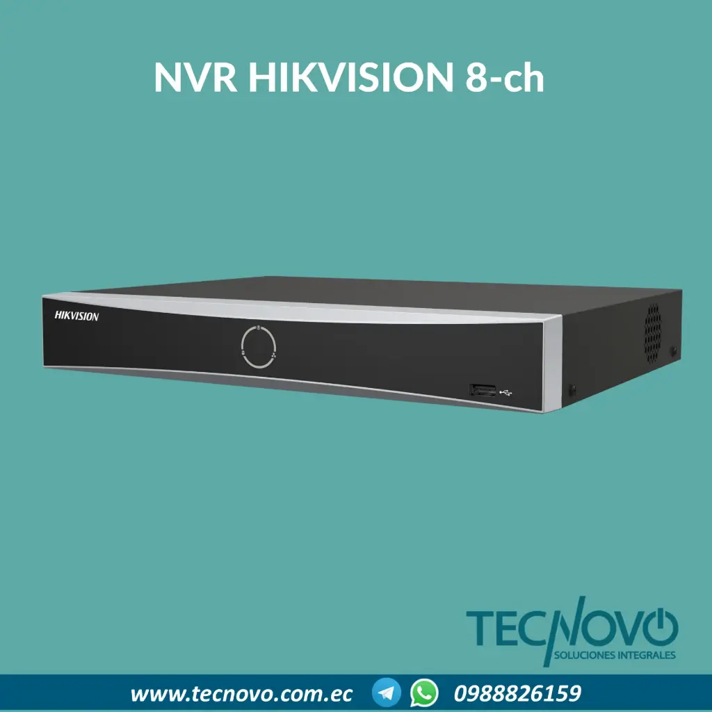 Grabador NVR HIKVISION 8-ch CAPACIDAD 80MB 1HDD ACUSENSE