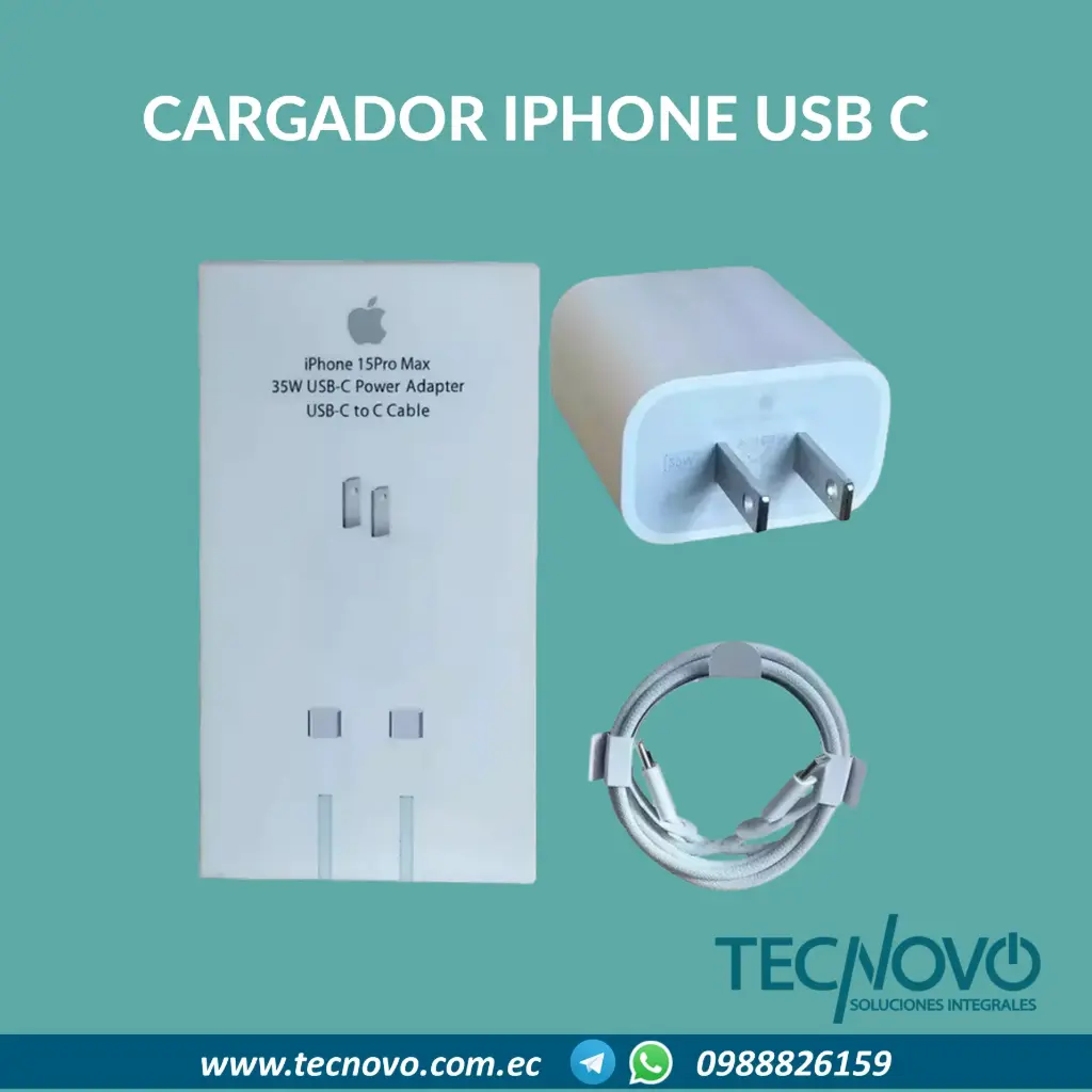 Cargador 35W para Iphone 15 Pro Max Incluye cable USB-C a USB-C